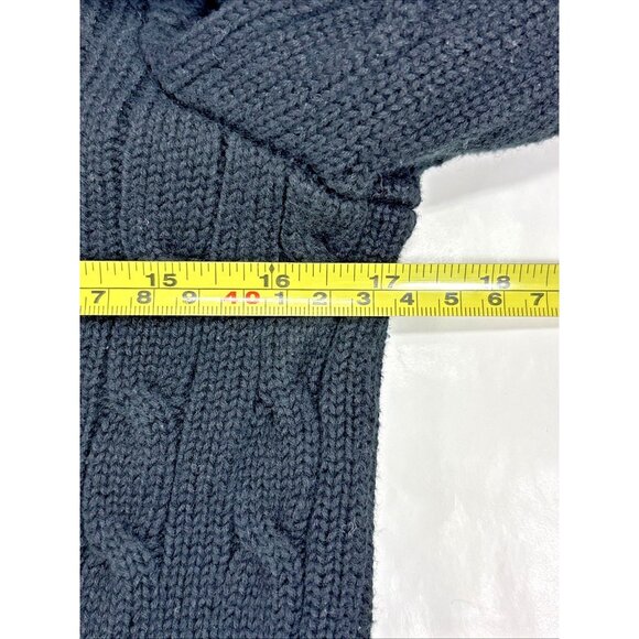 Ralph Lauren Sport Black Turtleneck Sweater L Cable Knit Pullover Purple Polo - Picture 8 of 11
